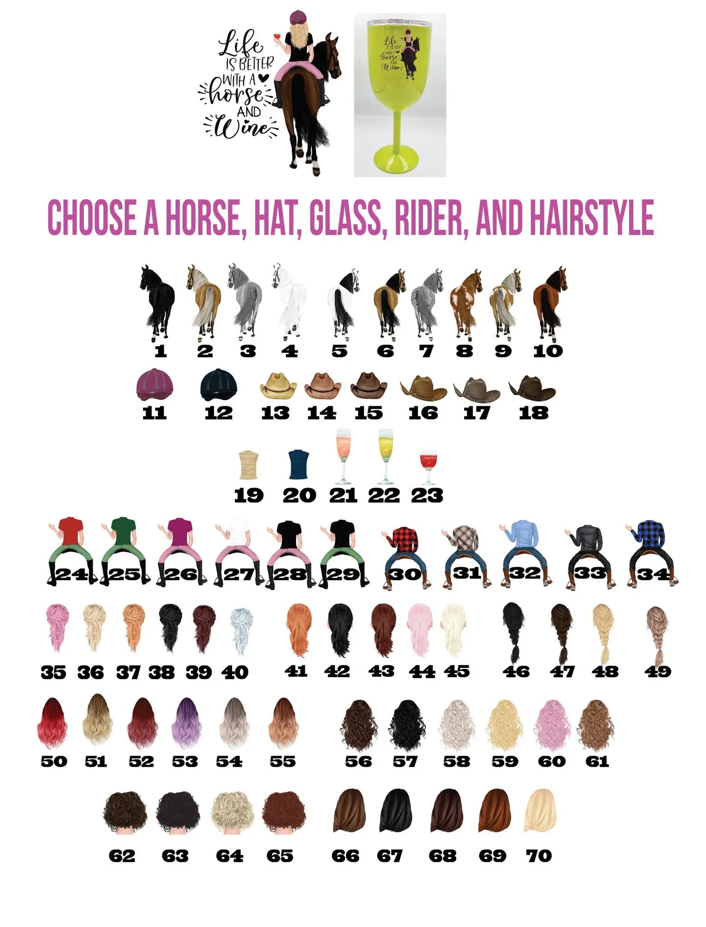 Personalized Wine cup Horsin Around Designs