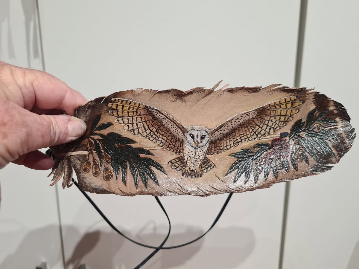 Cowboy Hat Leather Feather - Owl Hoofprint & Hide