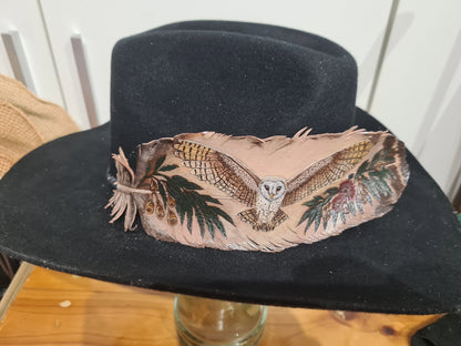 Cowboy Hat Leather Feather - Owl Hoofprint & Hide