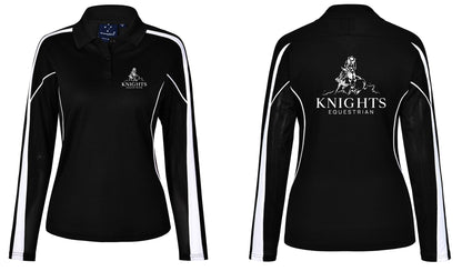 Knights Equestrian Polo Shirt - Long Sleeve Women's 2 Tone Knights Equestrian