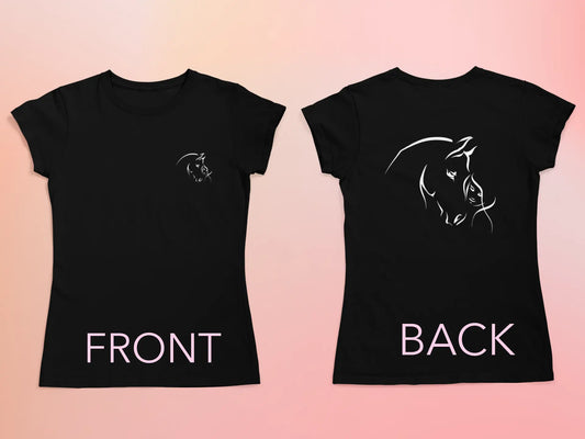 Horse and Girl Outline T-Shirt Horsin Around Designs