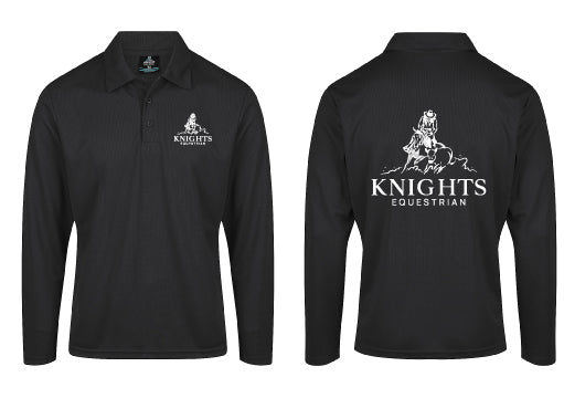 Knights Equestrian Polo Shirt - Long Sleeve Plain Color Knights Equestrian